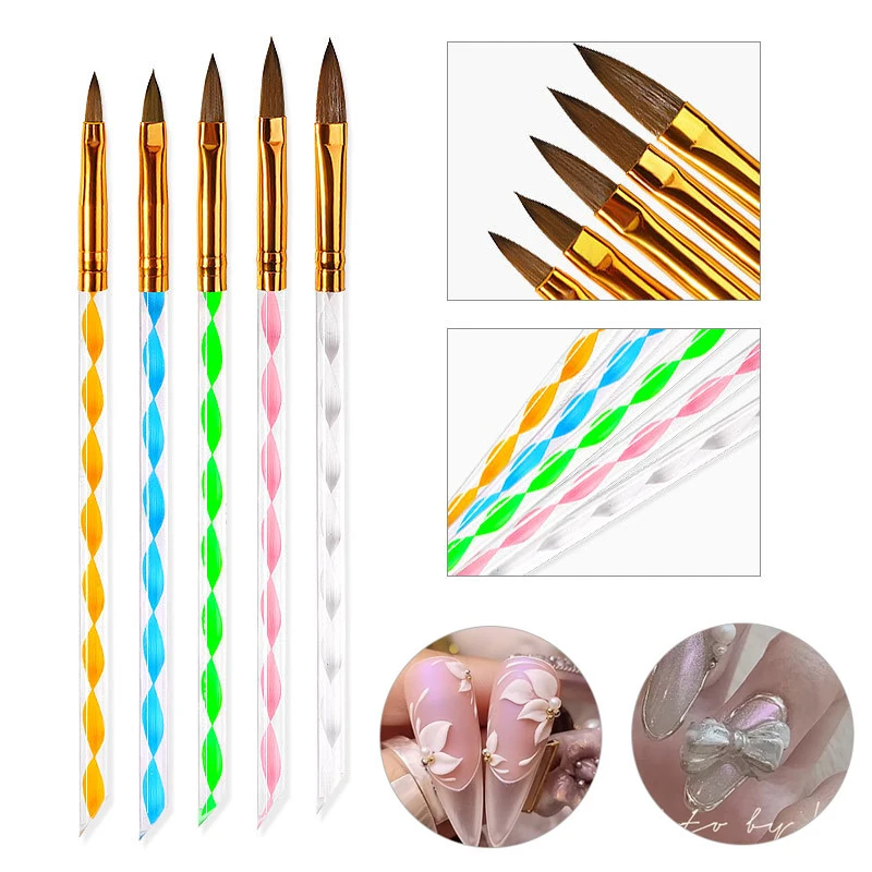 

5Pcs/Set Nail Brush Professional Set Nail Painting Dotting Pen Manicure Tool Nail Carving Pen DIY Nail Drawing Tools
