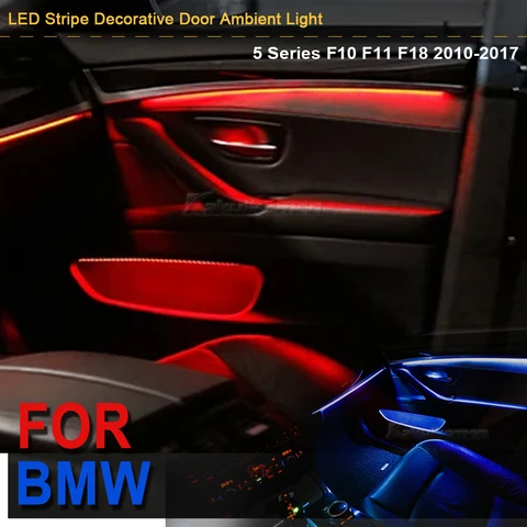 Светодиодная подсветка для автомобиля BMW 5 серии F10 F11, декоративное освещение для салона, Rgb, аксессуары для автомобиля, освещение, неоновая полоса, украшения автомобилей