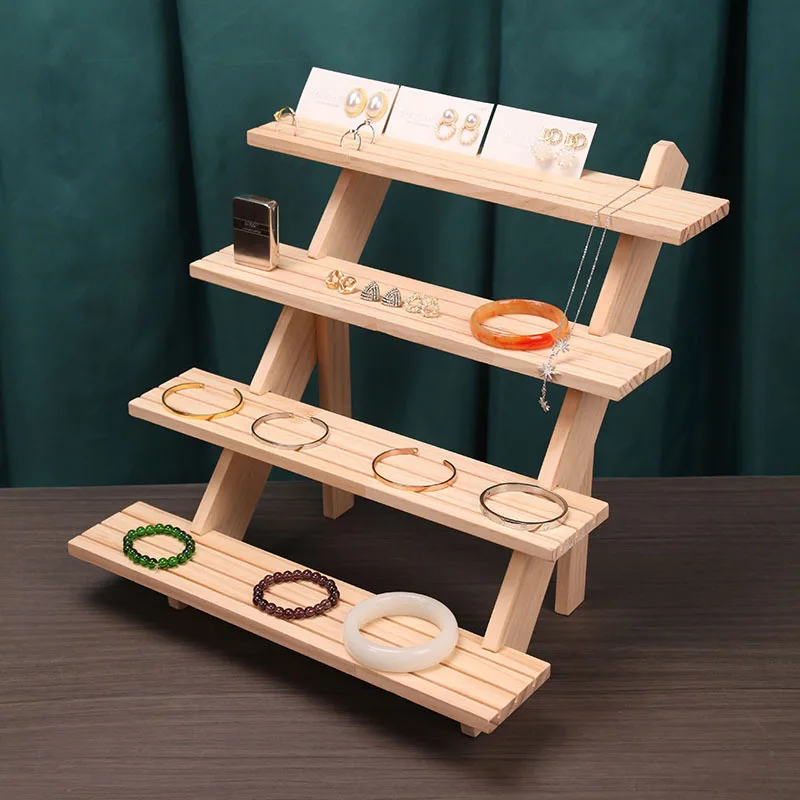 

Multi-Layer Wooden Jewelry Display Stand Rack Log Ring Display Rack Earring Display Rack Earrings Bracelets Display Shelves