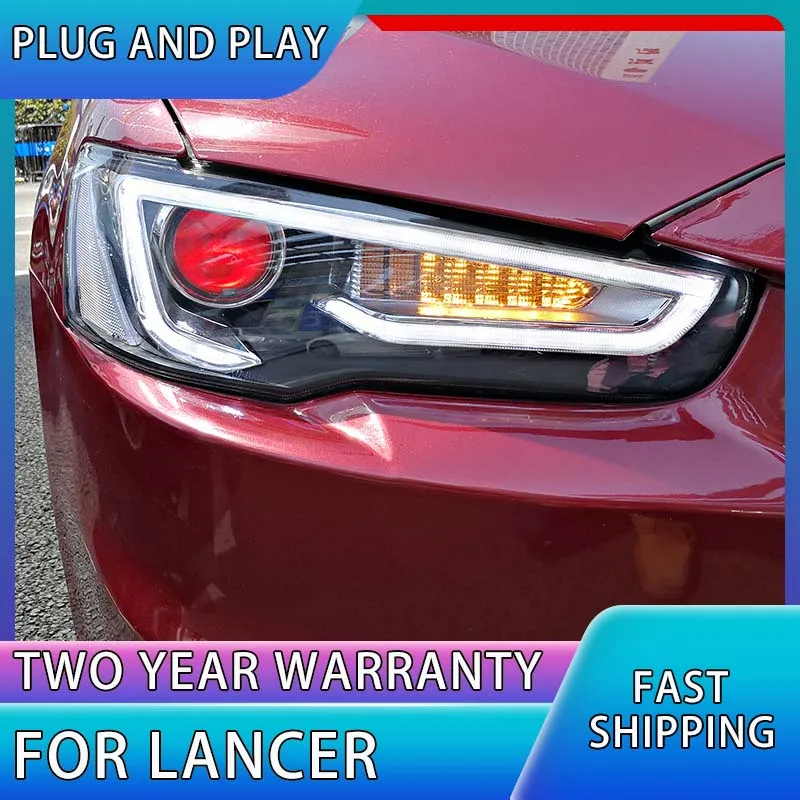 

Car Styling Head Lamp For Lancer Headlights LED Headlight Angel Eyes BEAM DRL Bi-Xenon Lens HID Automobile Accessories