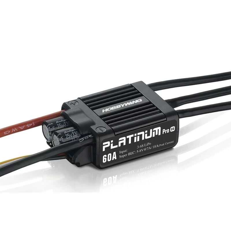 

1pc Original HobbyWing Platinum PRO V4 60A ESC (3S-6S) for 450-480 Class Heli (Propeller: 325-360mm)