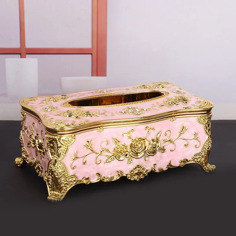 

Napkin Holder Style Car Accessories Holder Luxury European Case Case Table Box Rack Rose Patterned Tissue Napkin Paper Home