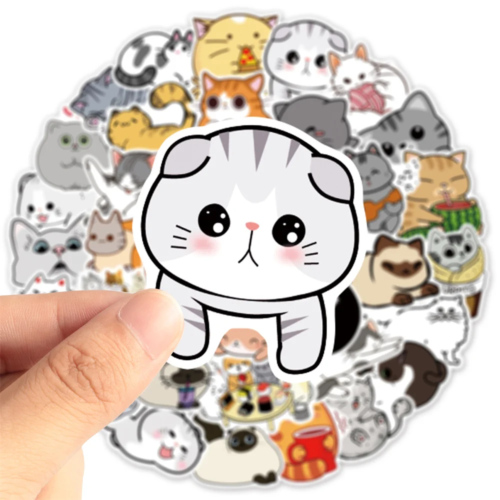 

10/30/50PCS Cute Funny Cat Graffiti Sticker Suitcase Guitar Car Computer Waterproof PVC Sticker Wholesale