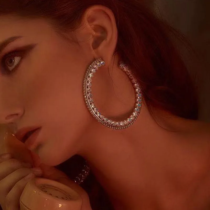 

Women's Earrings Gold Rhinestone Earrings for Women Korean Vintage Geometry Metal Earrings Trendy Fashion Jewelry Gift