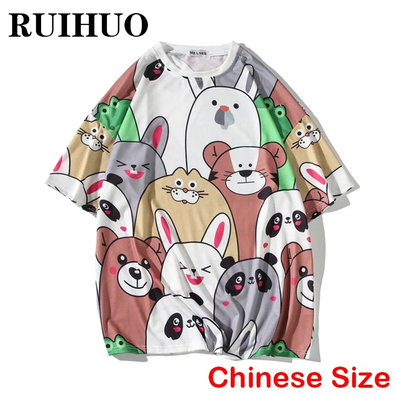 

RUIHUO мультфильм Винтажная футболка для мужчин одежда Китайский Размер 5XL уличная одежда мужская футболка Харадзюку Топы Весна 2022 Новинка