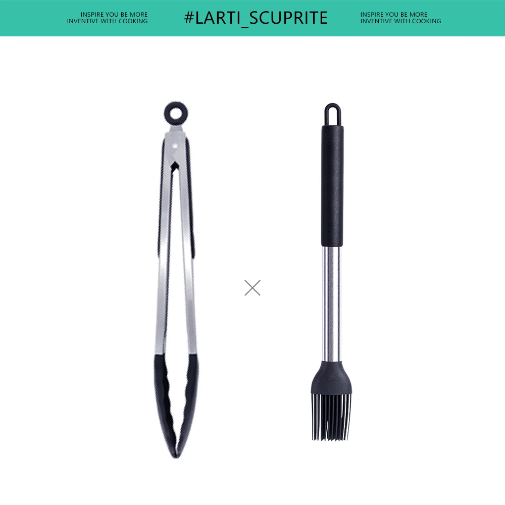 

Silicone BBQ Tool Set Food Clip Basting Brushes Heat Resistant Grill Tong Oil Butter Sauce Brush Lengthened Barbecue Utensil Set