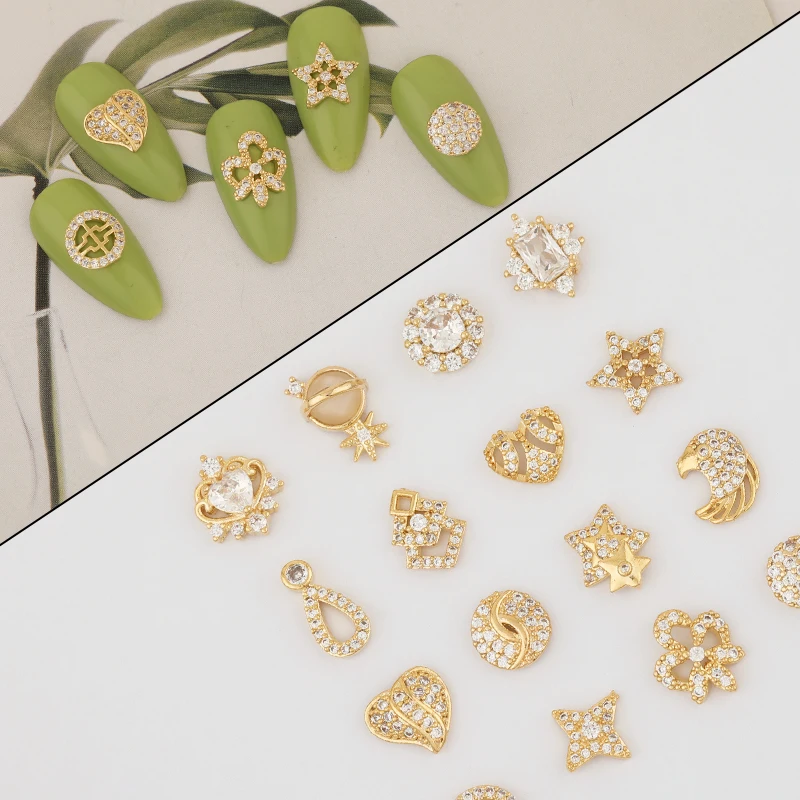 

30 шт., аксессуары для украшения ногтей, из натурального золота