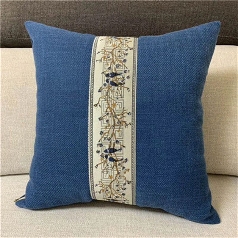 

Новая льняная подушка в китайском стиле, однотонная диванная подушка, мебель из красного дерева, квадратная поясничная подушка