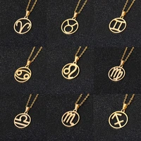 12 constellation pendant necklace star zodiac sign necklaces chain jewelry gifts for women men