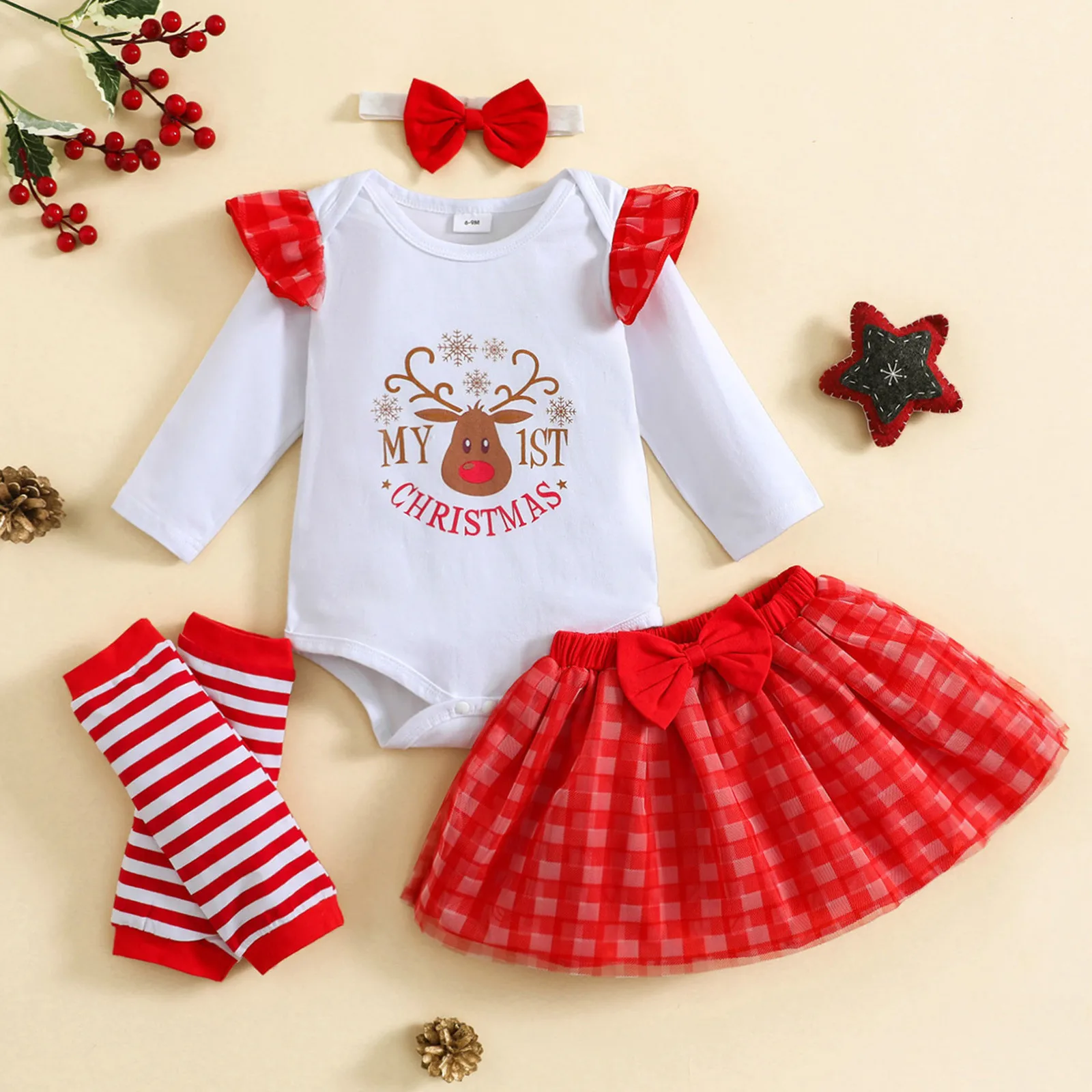 

Детский комбинезон с длинным рукавом и надписью на Рождество