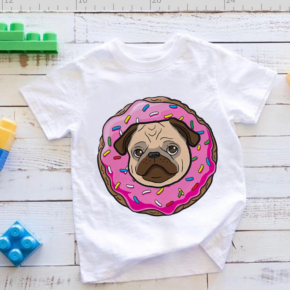 Детская футболка с принтом мопса Повседневная Базовая в европейском стиле лето