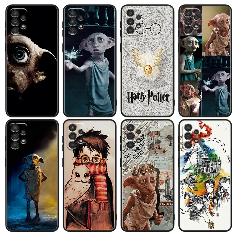 Мягкий черный чехол для телефона Harrys Potters Dobby для Samsung A73 A72 A54 A53 A52S A34 A33 A32 A24 A23 A22 A14 A13 A03S A02S