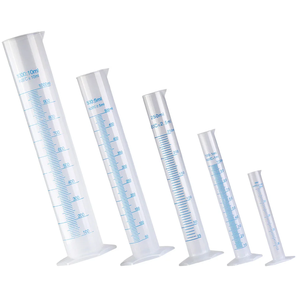 

5 Pcs Graduated Plastic Measuring Cylinder Dropper Scientific Test Beakers School Laboratory Tube Glass French cup