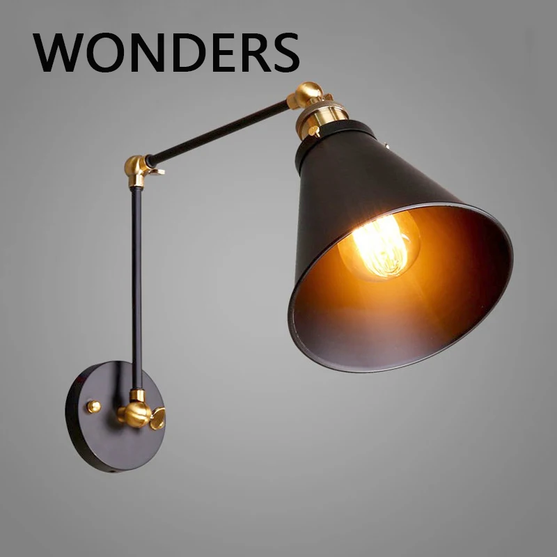 

LED Wall Lamp Loft American Retro Adjustable Wall Light for Bedside Study Reading Luminaria Home Decors Bar Cafe Vintage Sconces