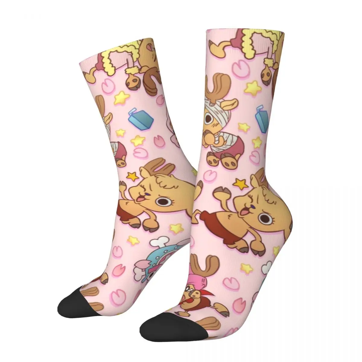 

Funny One Piece Tony Tony Chopper Football Socks Pirate Anime Polyester Middle Tube Socks for Unisex Sweat Absorbing