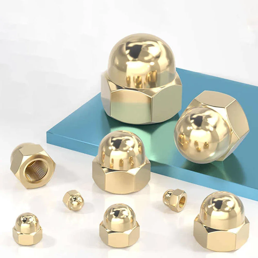1 шт.-10 шт. DIN1587 Твердые латунные купольные гайки для метрических болтов и винтов с