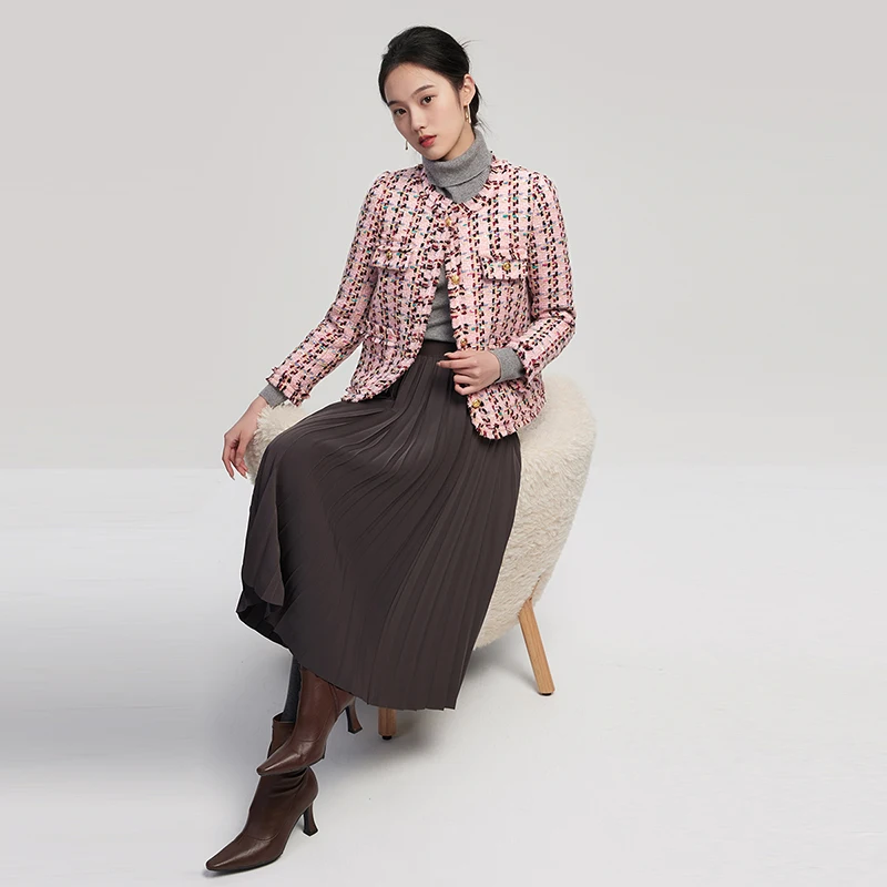 New 2023 Spring Casacos De Inverno Feminino  90%  White Duck Down Tweed Jacket High Street  Single Breasted  Wide-waisted