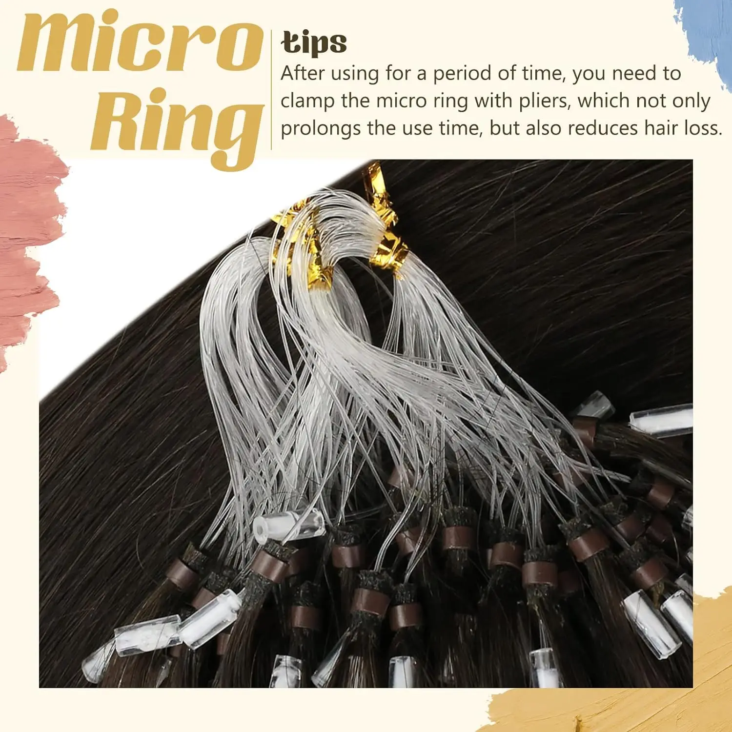 Прямые волосы для наращивания с микро-петлей 100% натуральные человеческие мягкие