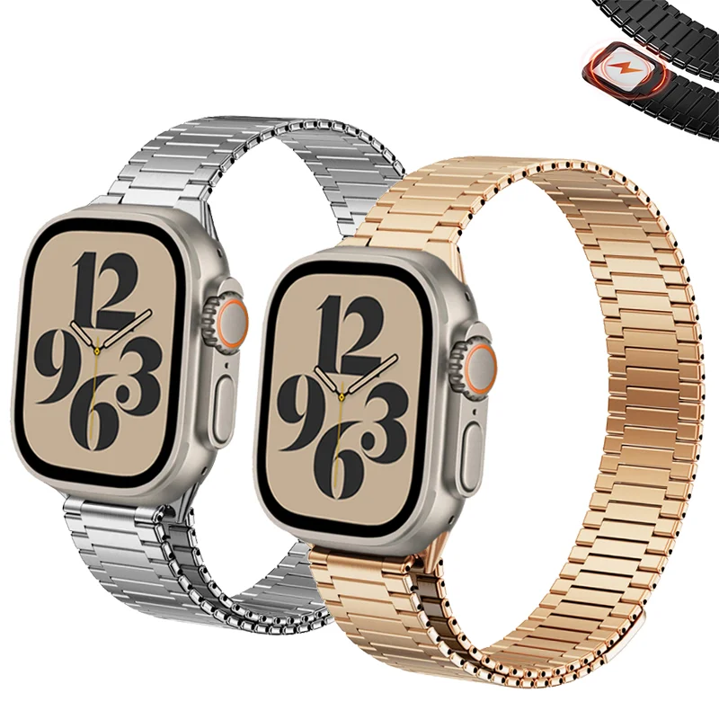 

Link bracelet for Apple Watch Ultra Series 8 7 6 SE54321 stainless steel strap for iWatch Magnet buckle band 49 45 44 42mm