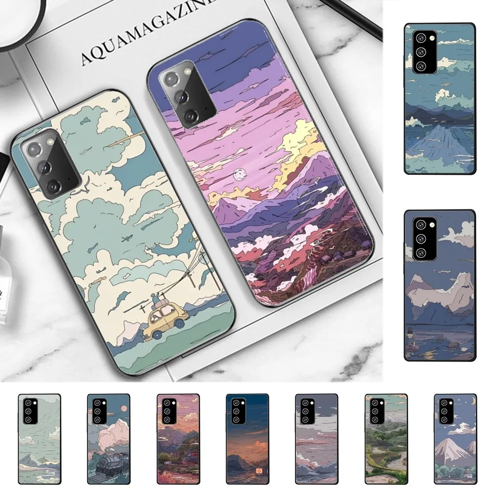 

Paint illustration landscape Phone Case For Samsung Note 8 9 10 20 pro plus lite M 10 11 20 30 21 31 51 A 21 22 42 02 03