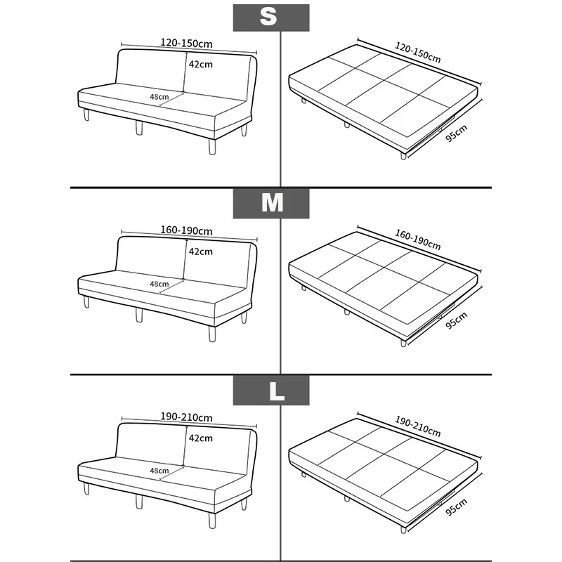 Однотонный чехол для дивана без подлокотников эластичный жаккардовый гостиной