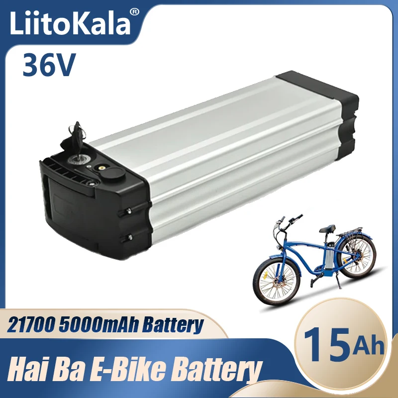 

Литиевая батарея LiitoKala для электровелосипеда HaiBa, 36 В, 15 Ач, 500 Вт, 36 В, 10 Ач, литий-ионный аккумулятор для электровелосипеда, 21700, 5000 мАч, 10s, 3P