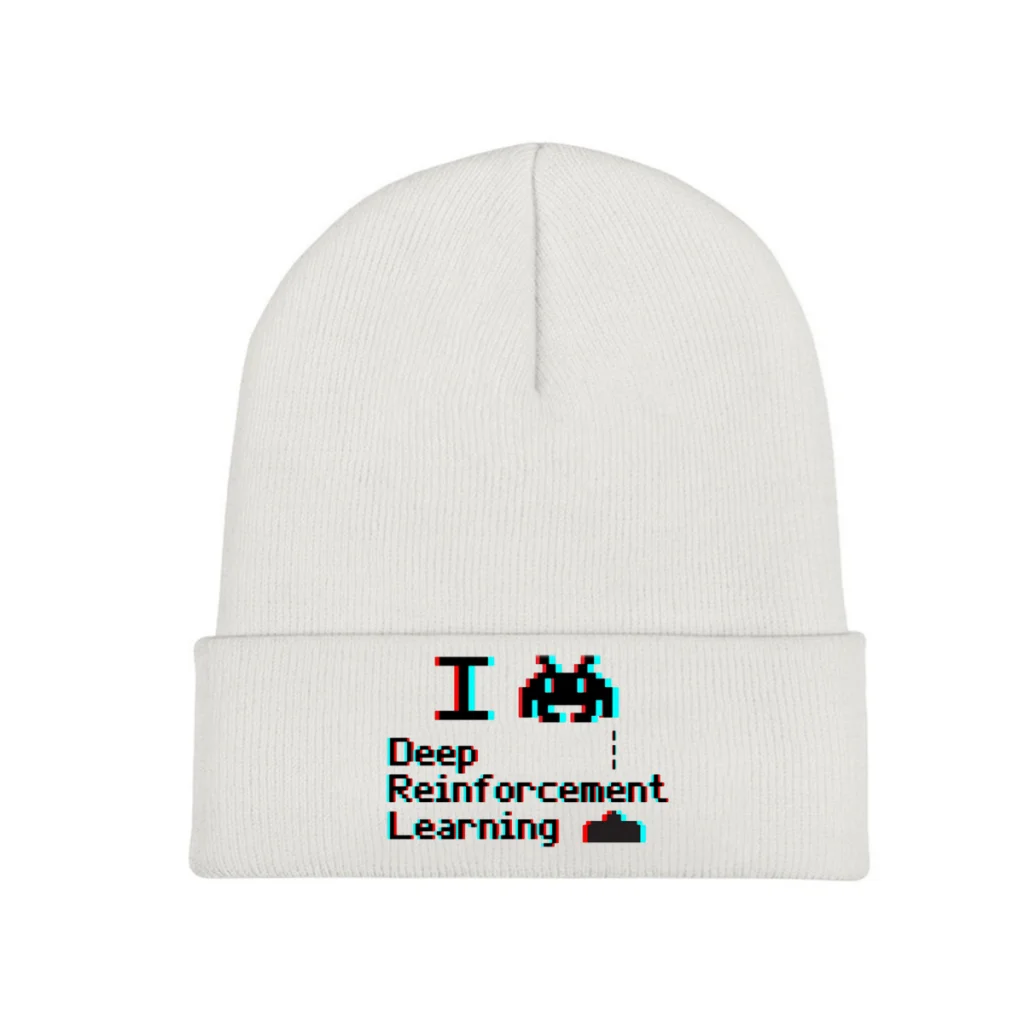

Knit Hat Space Invaders Arcade Game Winter Warm Beanie Caps I Heart Deep Reinforcement Learning Men Women Fashion Casual Bonnet