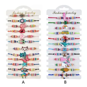 12 шт. детский браслет для девочек Boho Регулируемый кулон в виде животного из бисера плетеные браслеты дружбы набор для приза вечерние сувениры