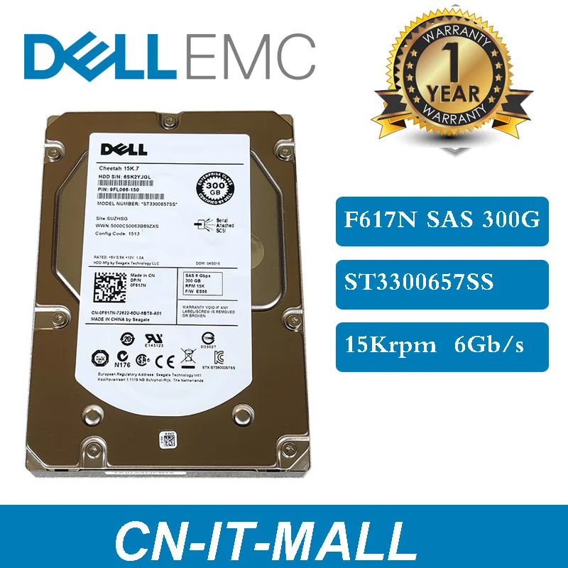 Внутренний жесткий диск для сервера Dell NEW Cheetah 15K.7 0F617N F617N ST3300657SS 300G SAS 6 Gbps RPM 15K 3 5" -