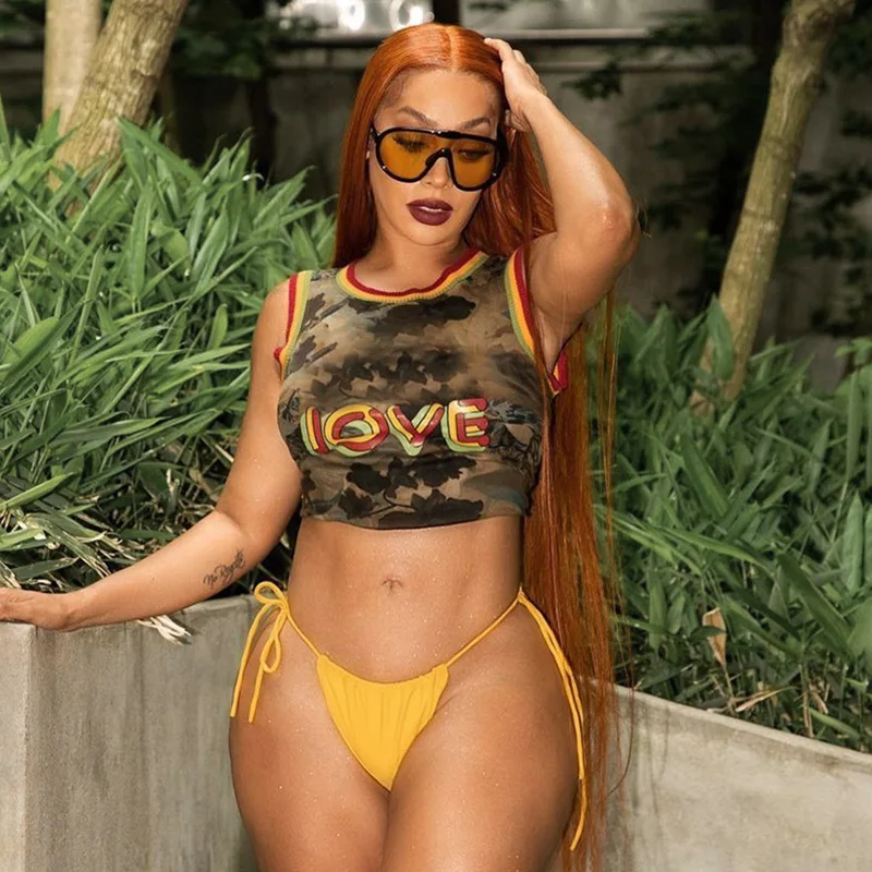 

Ink Flower Alphabet Print Crop Tops Women Casual O Neck Sleeveless Bare Midriff Vest Ladies Skinny Streetwear Clothing