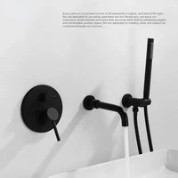 brass black wall mounted shower tub faucet shower set easy to turn hot and cold faucet
