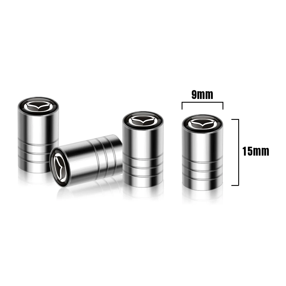4Pcs Car Decoration Wheel Tire Valve Caps Cover Badge for Mazda 3 Bk 6 Gh CX-5 CX30 MX-5 2 5 CX-3 GJ GL CX-8 MS RX-8 626 MPS