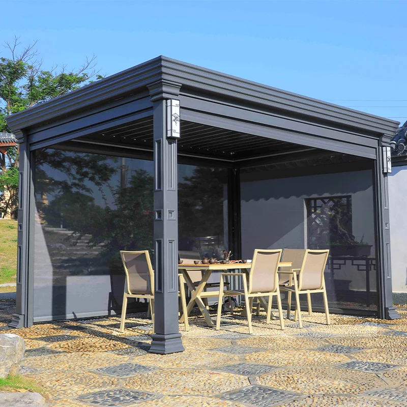 

Sample size Motorised Outdoor Gazebo Modern Aluminium Louvre Roof Bioclimatic Pergola for Sunshade