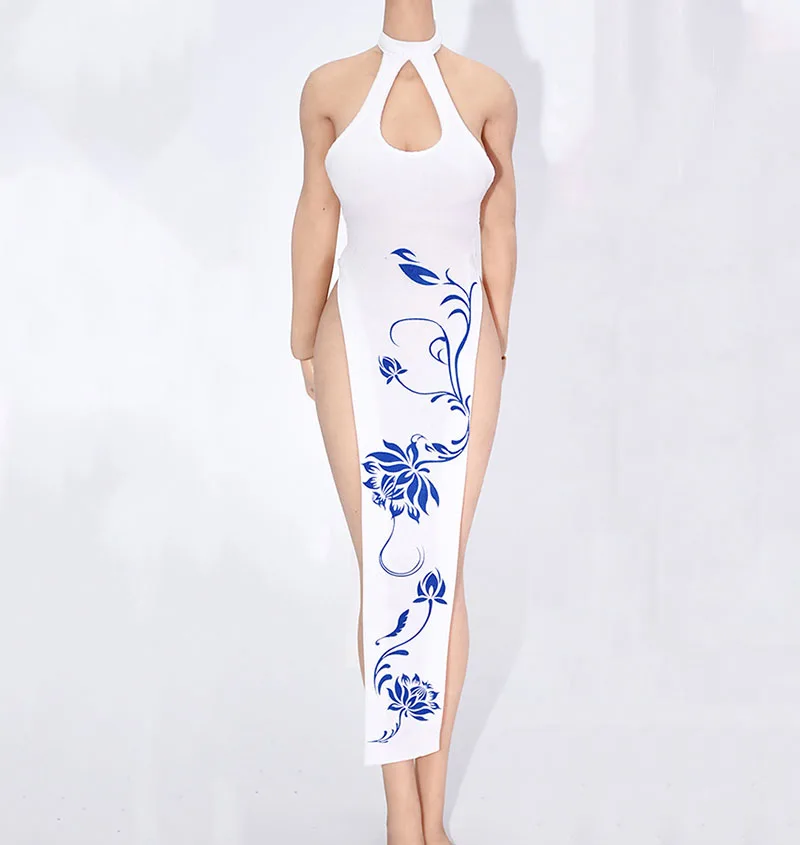 

Платье-Ципао женское из ледяного шелка с открытой спиной и лямкой на шее