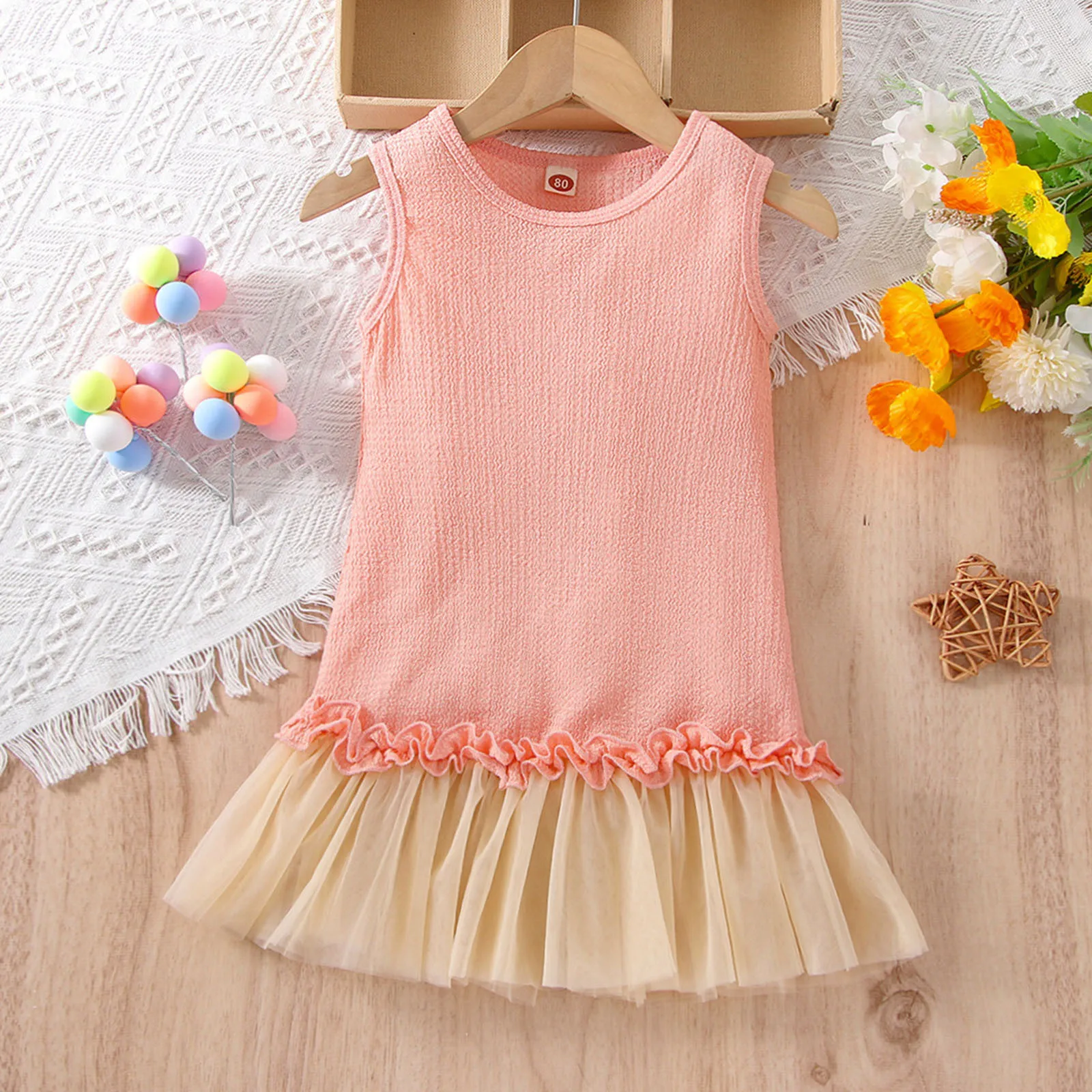

Toddler Kids Girls Infant Sleeveless Cute Ruffle Mesh Tulle Ball Gown Princess Dress 5t Dress