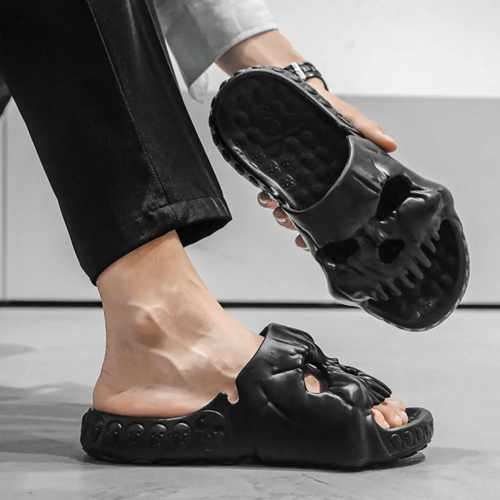 

New Personalized Skull Design Men Slippers 2023 Summer Outdoor Fun Slides Thick Bottom of Beach Non-slip Leisure Women Sandals
