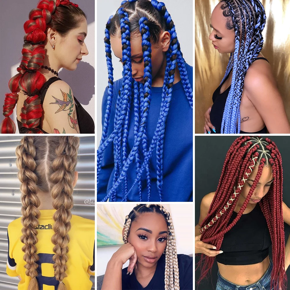 82 Inch 165g Xpression Synthetic Jumbo Braiding Hair Pre Stretched Kanekalon Crochet Hair Extensions For Kids Box Braids images - 6