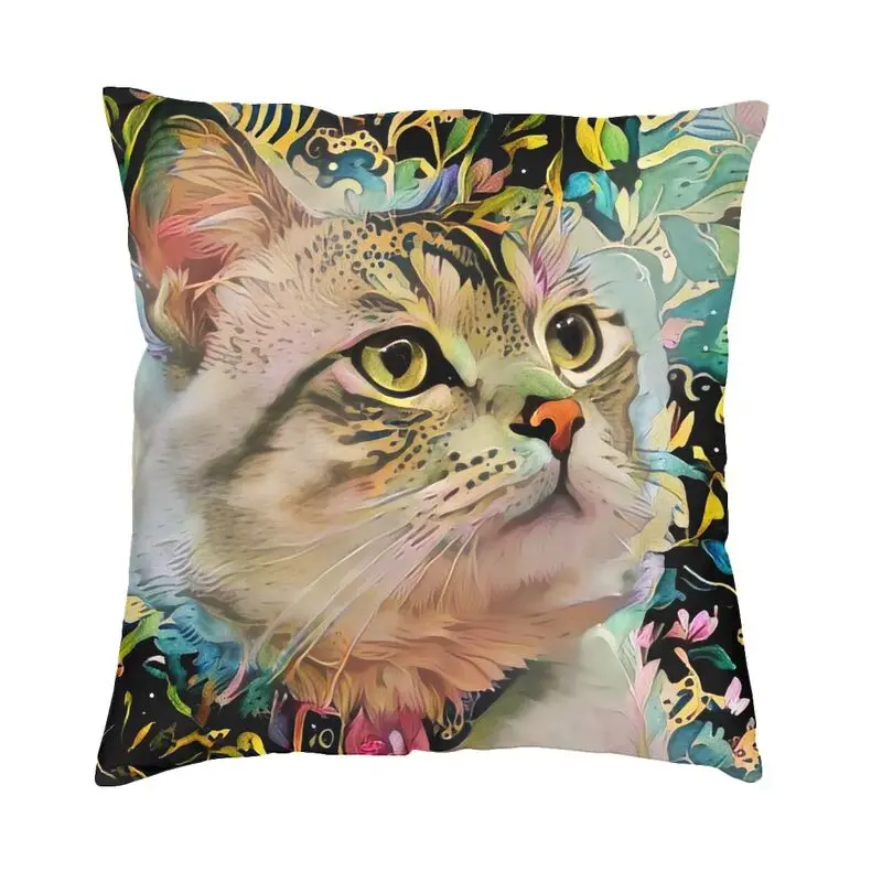 

Наволочка с изображением милого котенка и лица для гостиной, декоративная подушка для стула с абстрактным изображением кота