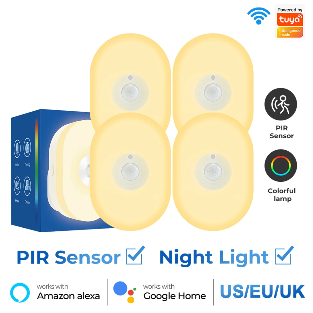 

Smart Night Light WiFi Tuya Plug In Wall Lamp Voice Control Work with Alexa Google Home Asistant Timing Countdown Function