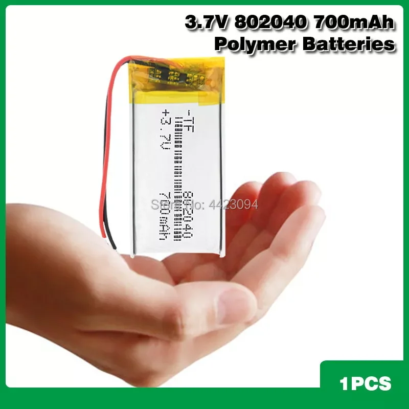 

3.7V 700mah 802040 Lithium Li Ion Polymer Rechargeable Battery For GPS PSP DVD MP4 pen camera bluetooth hearphone recorder game