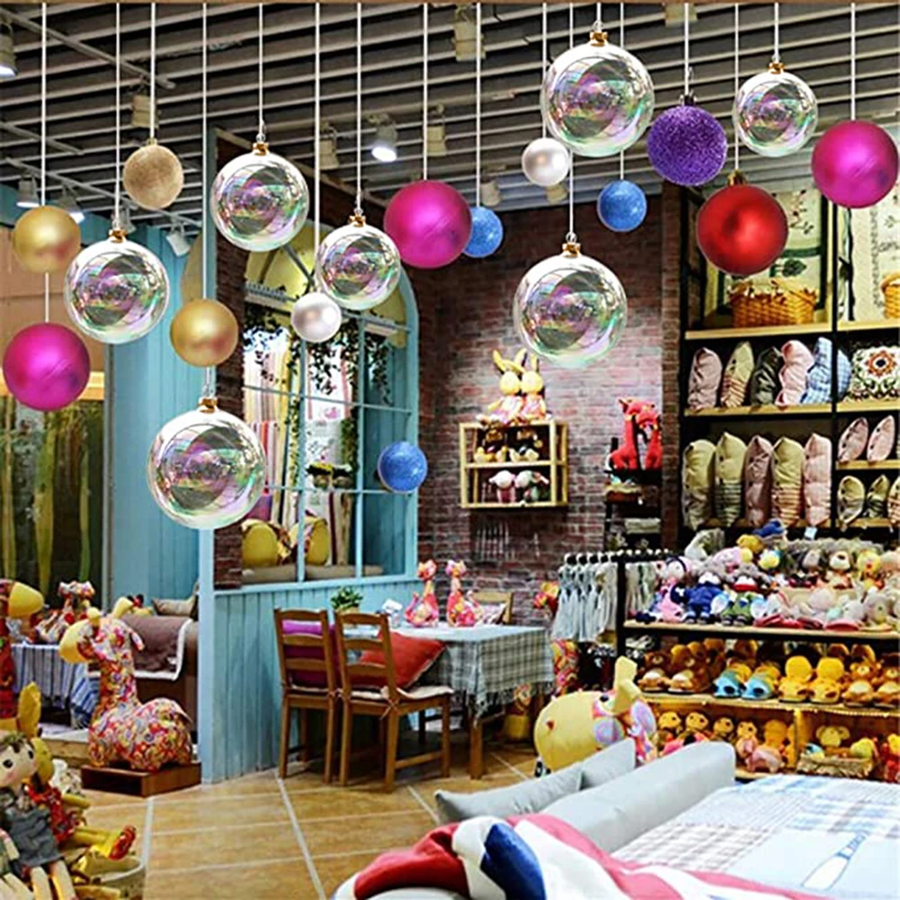 

12x Clear Iridescent Glass Baubles Balls Christmas Tree Ornament DIY Decor Christmas Decoration 2022 Decoration Noel Home Decor