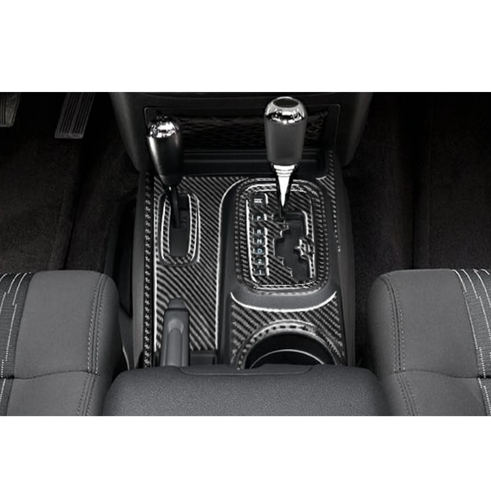 Фото Аксессуары для Jeep Wrangler JK 2011-2017, автомобильная интерьерная центральная консоль из углеродного волокна, зеркальный держатель стакана, наклейка для отделки панели №2