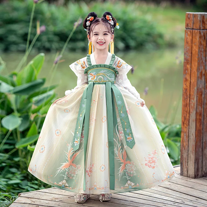 

Girls Fairy Embroidery Hanfu Chinese Traditional Folk Dance Dress Princess Kids Party Cosplay Clothing