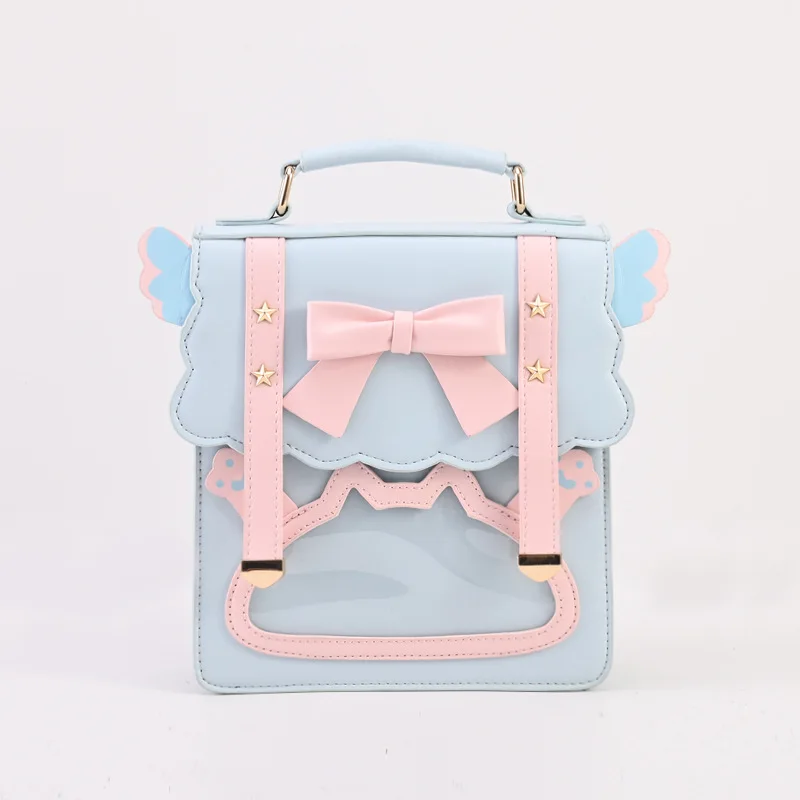 

Cute Kawaii Japanese Campus 3-Way Shoulder Bag Backpack Handbag with Bowknot for School Student Uniforms Women Girls