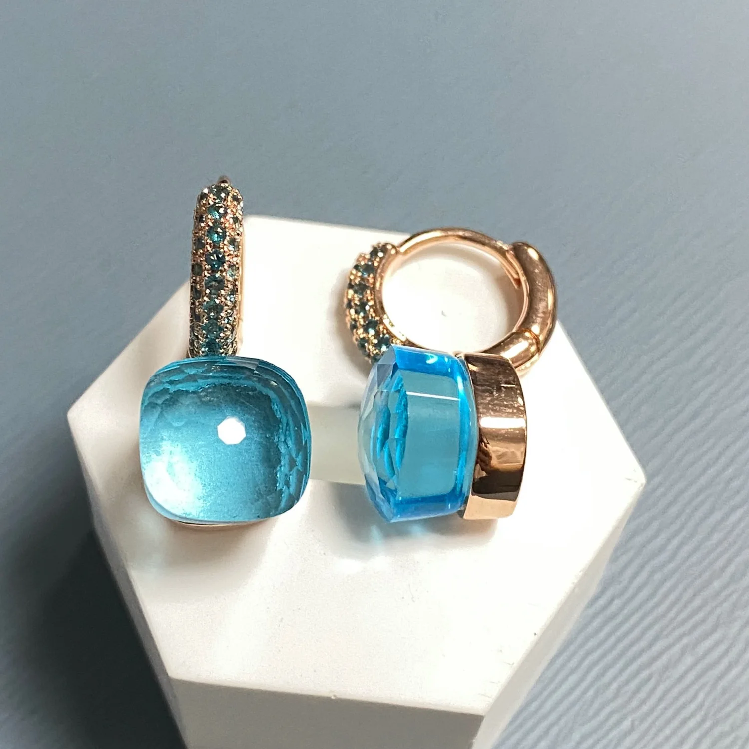 Pomellato Earrings Inlay Blue Topaz Zircon 30Colors Crystal Earrings Rose Gold Plated Amethyst Fashion Jewelry For Women