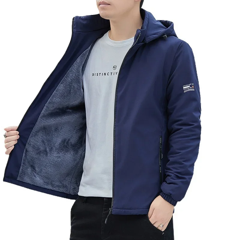 Removable Autumn Winter Men's Jacket 2024 New Trendy Brand Fleece Lined And Thickened Workwear
