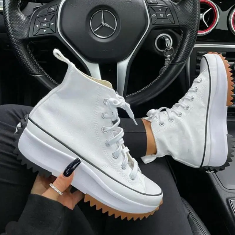 

Thick-soled High-top Canvas Shoes Women's Ulzzang Spring And Autumn Niche Design 2022 New Summer White Shoes Ins Tide Women Shoe