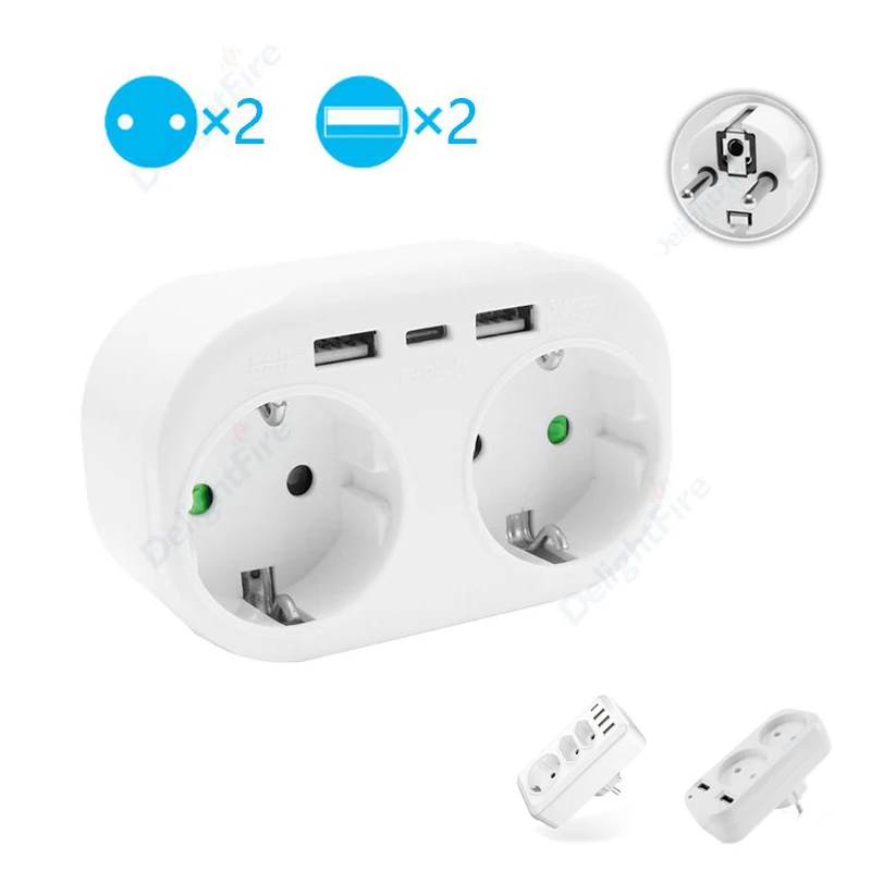 Extension Socket Wall Outlet Korea Spain Plug Adapter