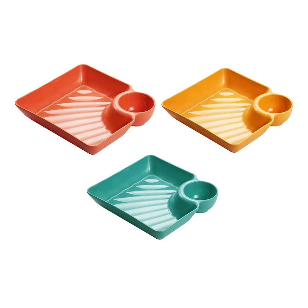 

3 Pcs Japanese Sushi Plates Cheese Tray Dipping Sauce Tray Chips Pizza Tray French Fries Tray Appetizer Dumpling Serving Tray