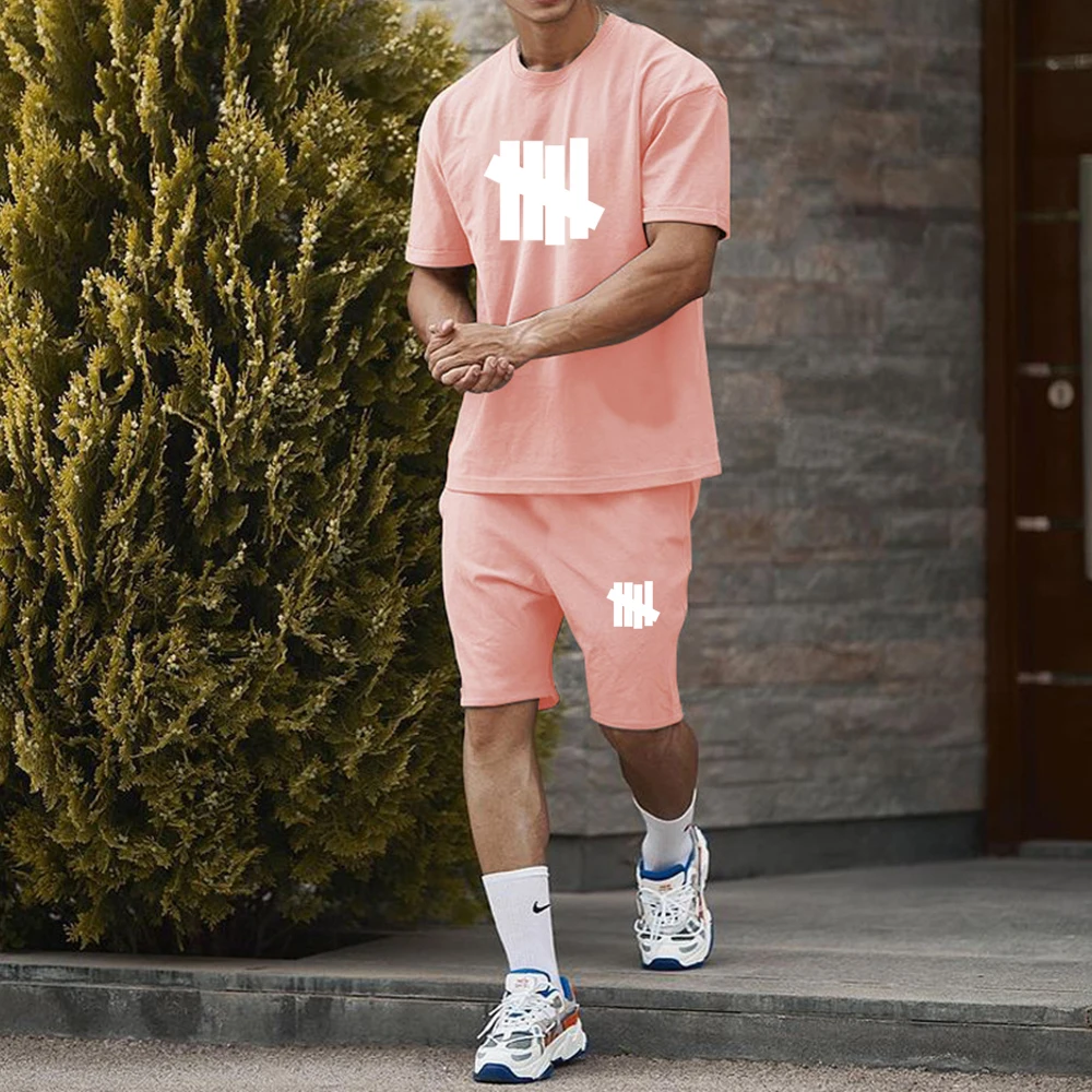 Man Summer Tracksuit Casual Short Sleeve Tops + Short Pants Sets Streetwear Men's Cotton T Shirt Short High-quality Sports Suits